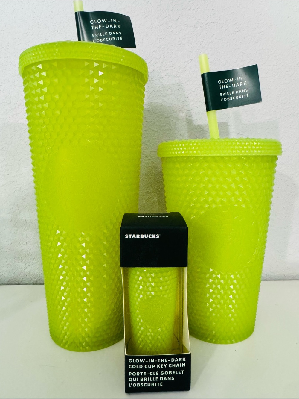 Starbucks Lime Green Glow-in-the-Dark Studded Cold Cup Set